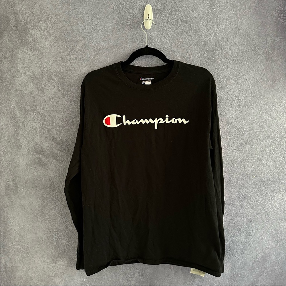 Champion Black Long Sleeve Tee (Used — Excellent) • Size: M